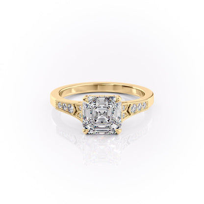 2 CT - 3 CT Asscher Cut Vintage Style Moissanite Engagement Ring