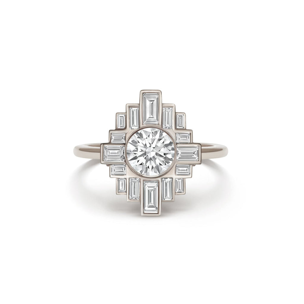 0.8 CT Round Cut Moissanite Rockefeller Mosaic Engagement Ring