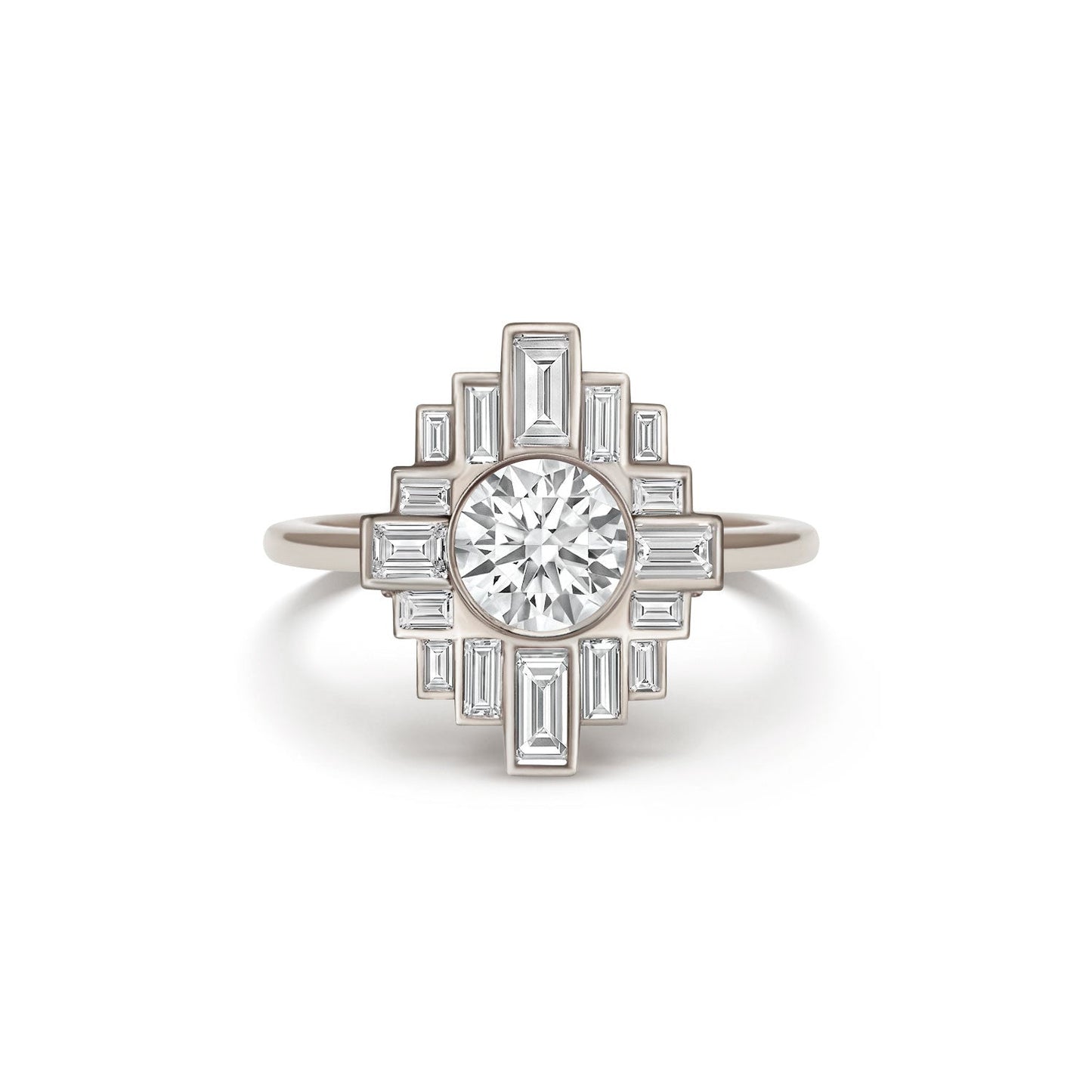 0.8 CT Round Cut Moissanite Rockefeller Mosaic Engagement Ring