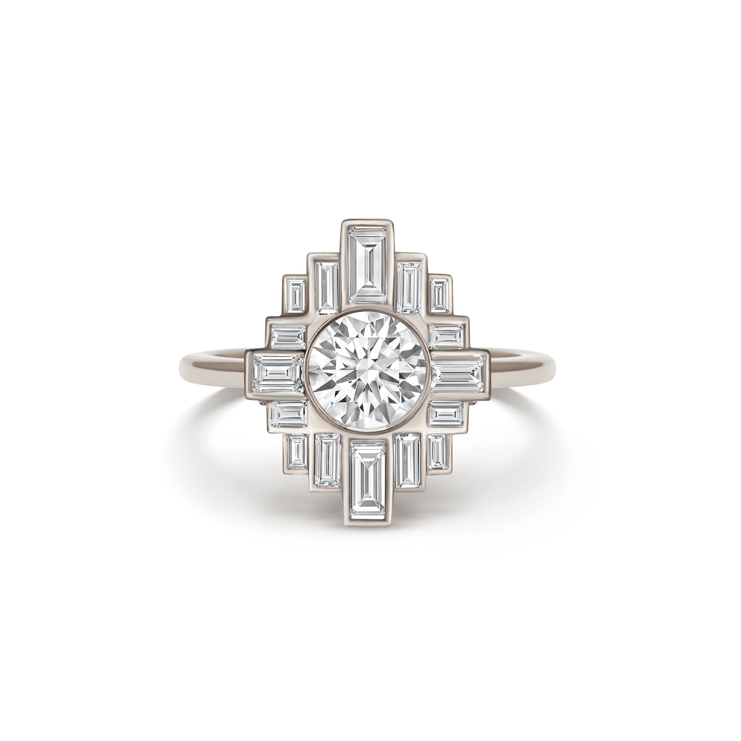 0.8 CT Round Cut Moissanite Rockefeller Mosaic Engagement Ring