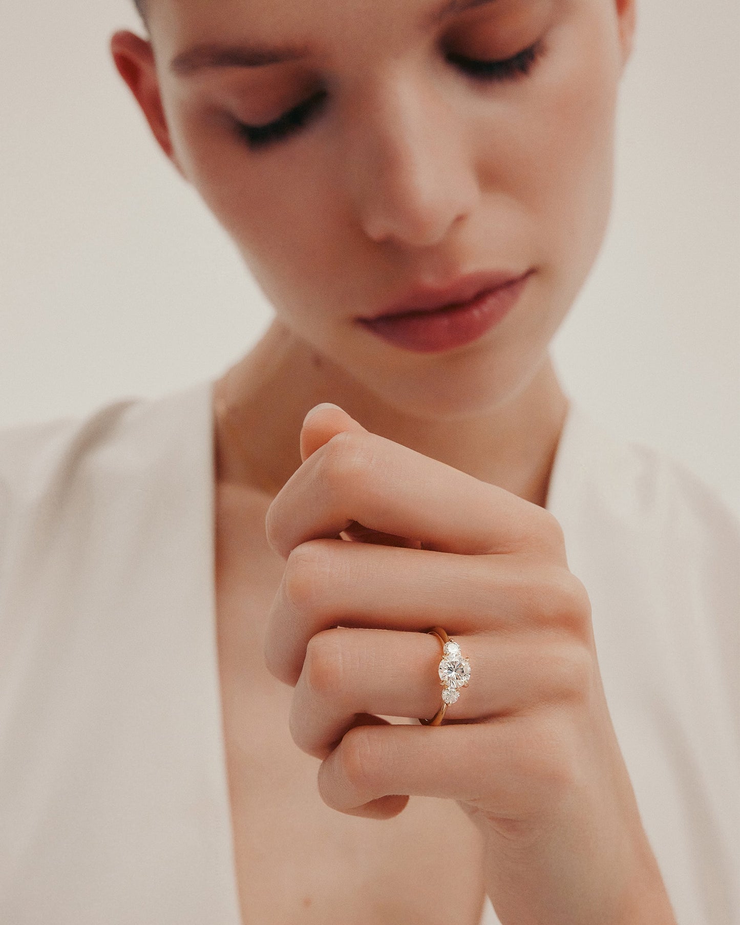 1 CT - 3 CT Round Cut Lab grown Diamond Three Stone Engagement Ring