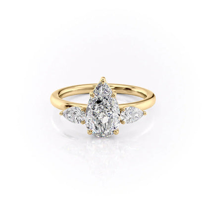 2 CT - 3 CT Pear Cut Three Stone Moissanite Engagement Ring