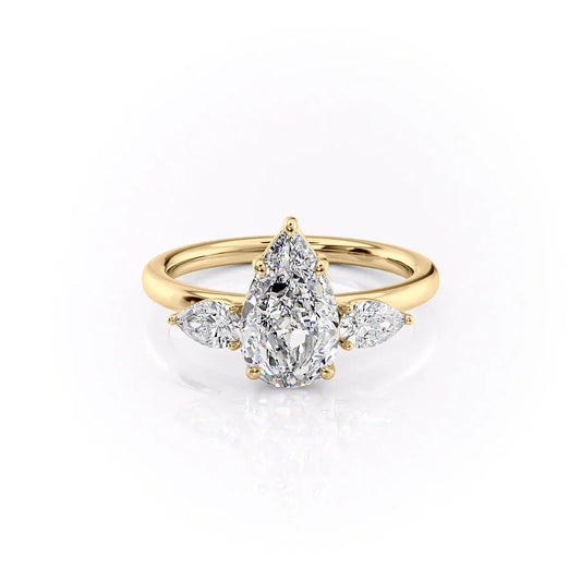 2 CT - 3 CT Pear Cut Three Stone Moissanite Engagement Ring
