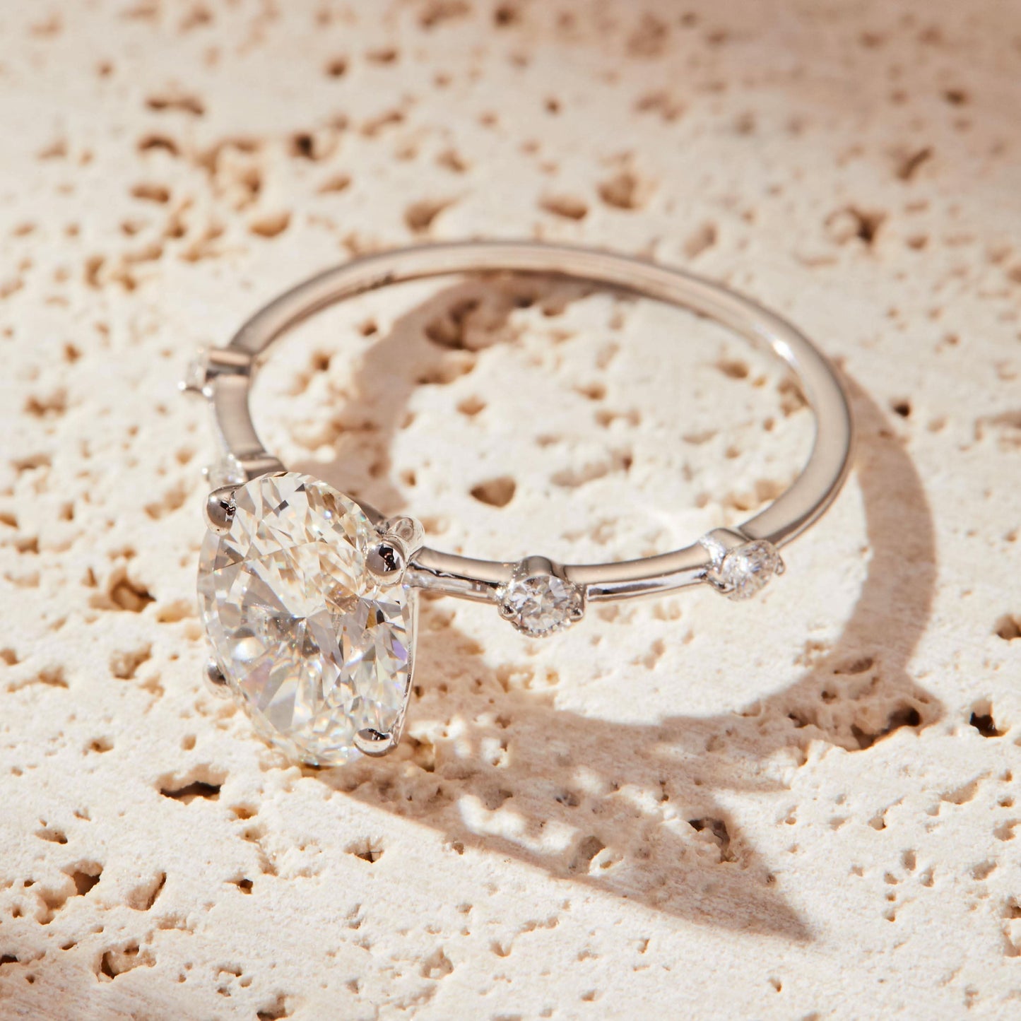 2 CT Oval Cut Dainty Moissanite Engagement Ring