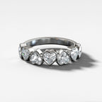 1.4 TCW Heart CVD Diamond Bezel Set Half Eternity Wedding Band