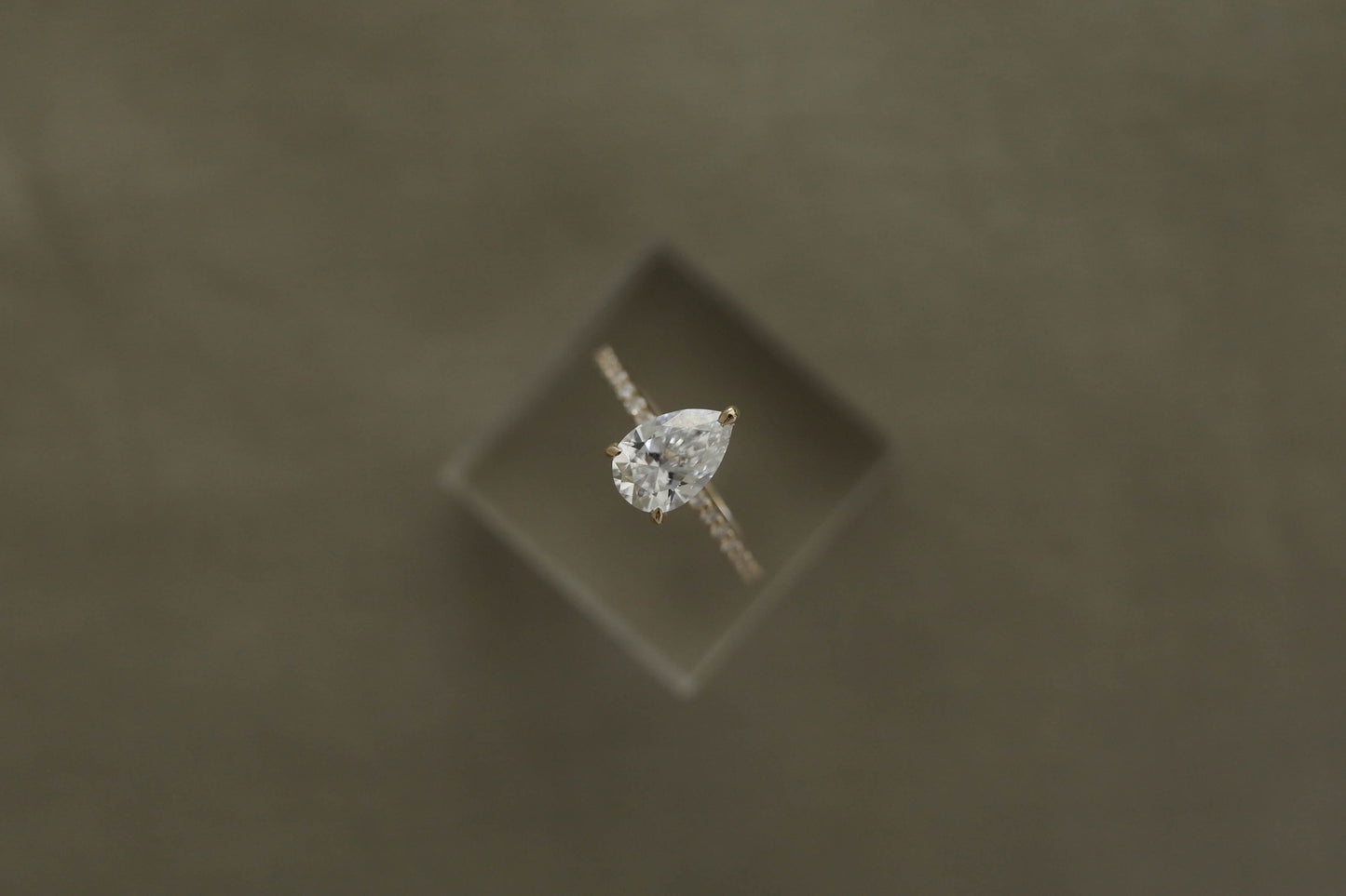 0.7 CT - 1.75 CT Pear Cut Lab grown Diamond Pave Engagement Ring