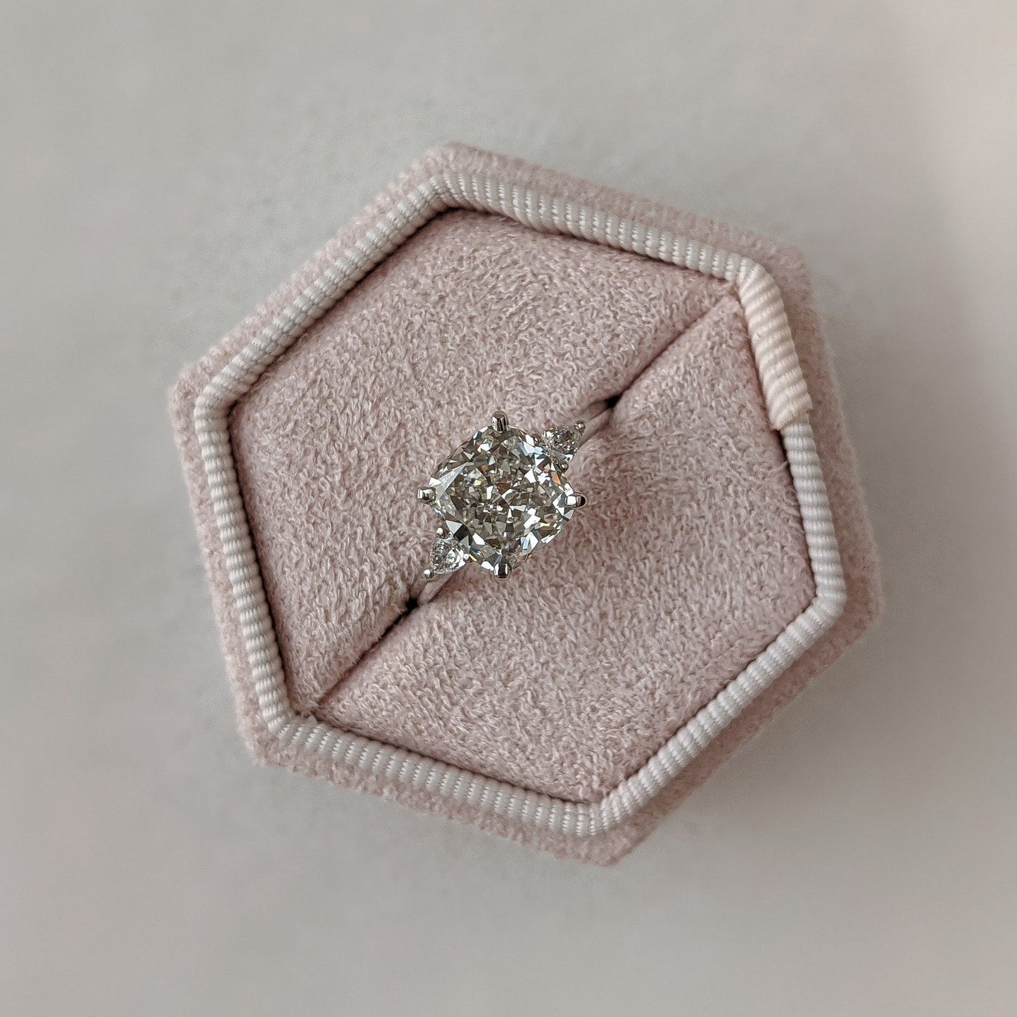 3 CT Cushion Cut Three Stone Moissanite Engagement Ring