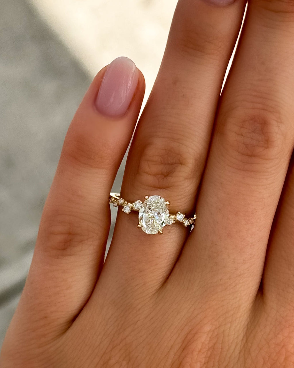1 CT - 3 CT Oval Cut Lab grown Diamond Cluster Engagement Ring