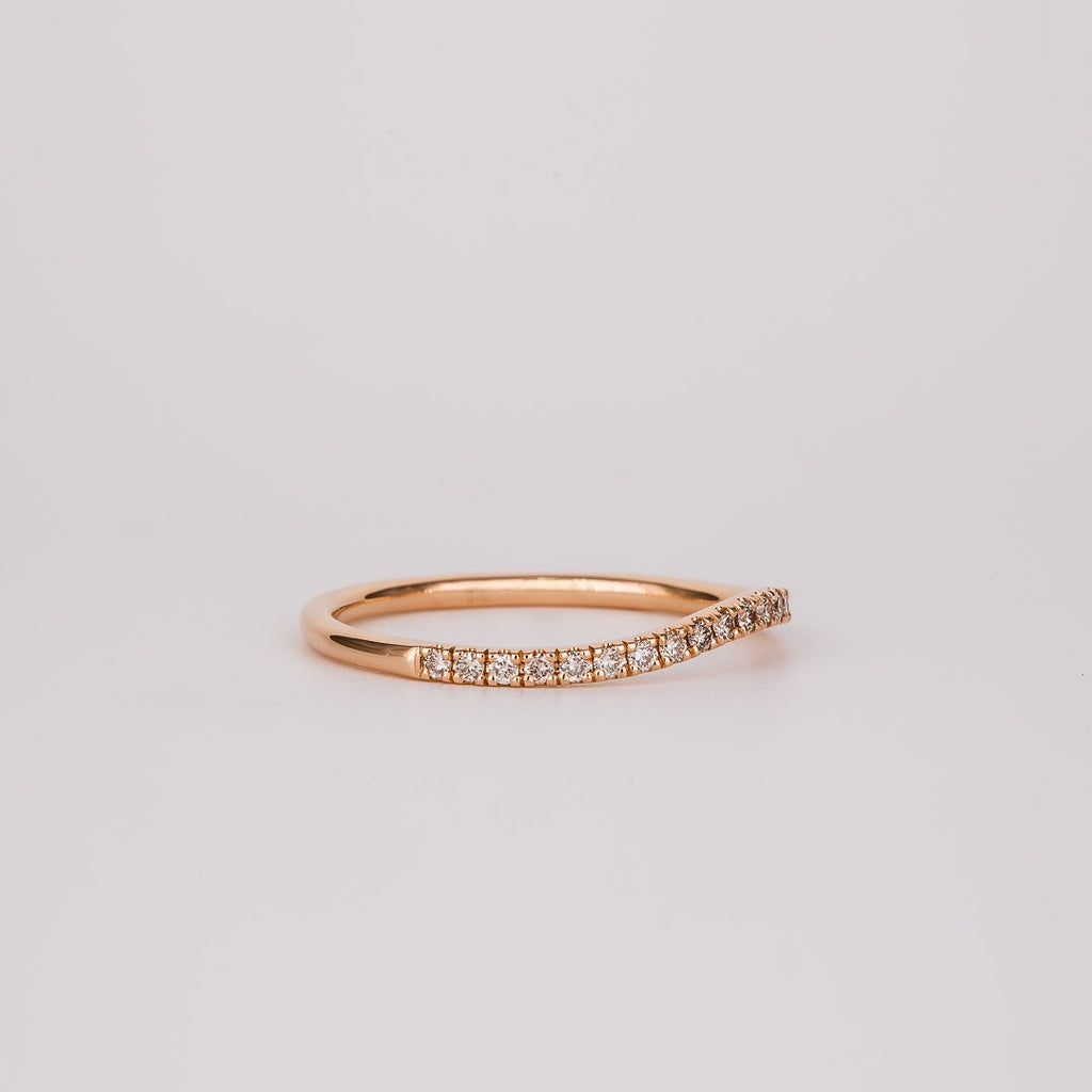 0.26 TCW Champagne CVD Diamond Curved Micro Pave Wedding Band