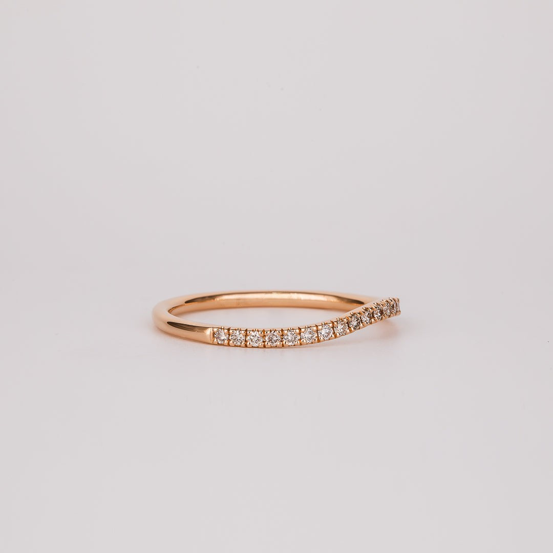 0.26 TCW Champagne CVD Diamond Curved Micro Pave Wedding Band