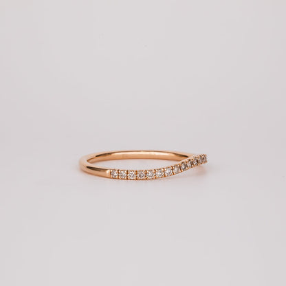0.26 TCW Champagne CVD Diamond Curved Micro Pave Wedding Band