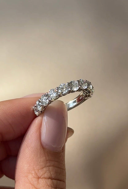 Round CVD Diamond Half Eternity Wedding Band