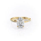 1.5 CT - 3 CT Oval Cut Hidden Halo Twisted Pave Style Moissanite Engagement Ring