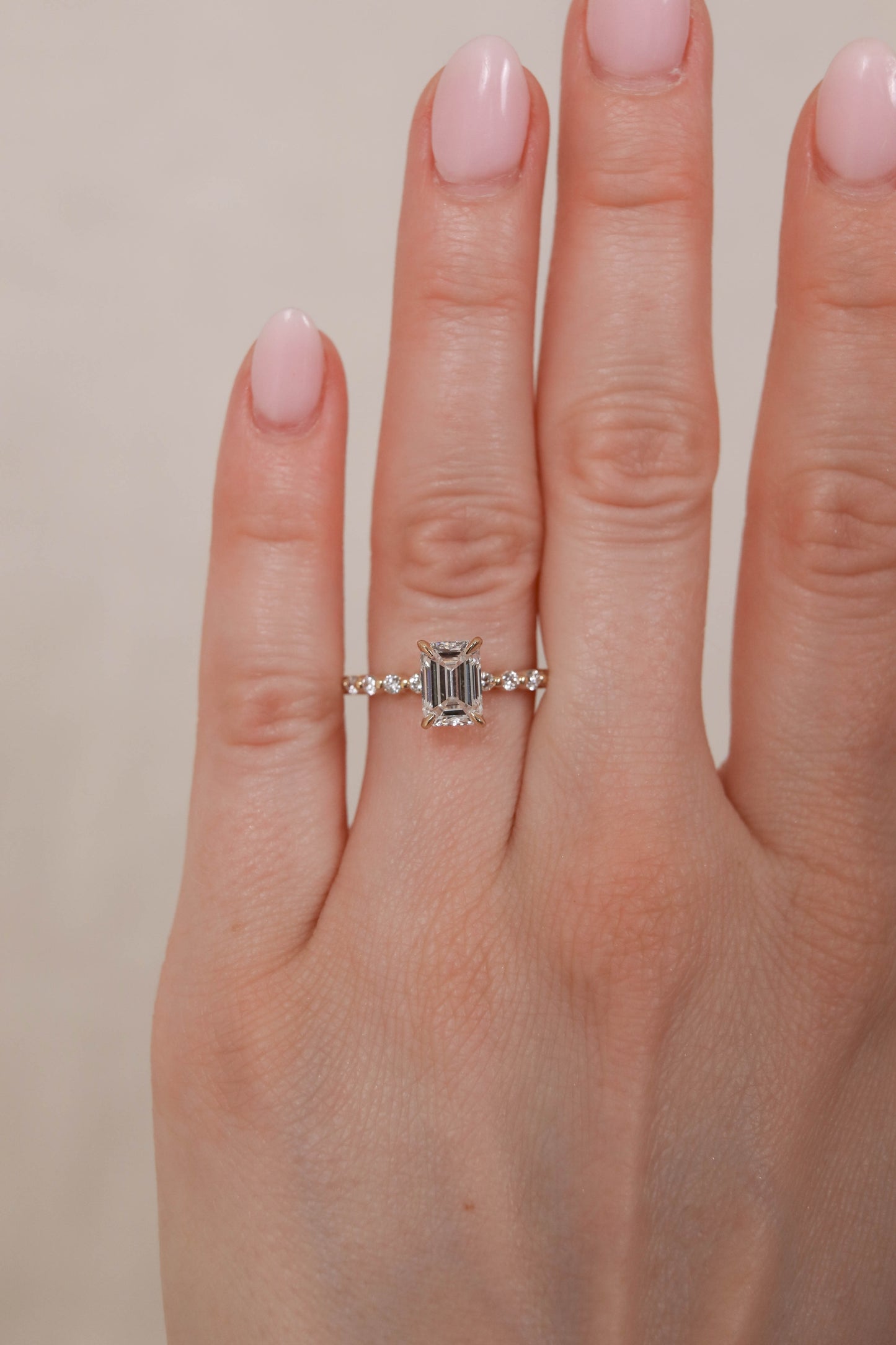 1 CT - 3 CT Emerald Cut Lab grown Diamond Pave Engagement Ring