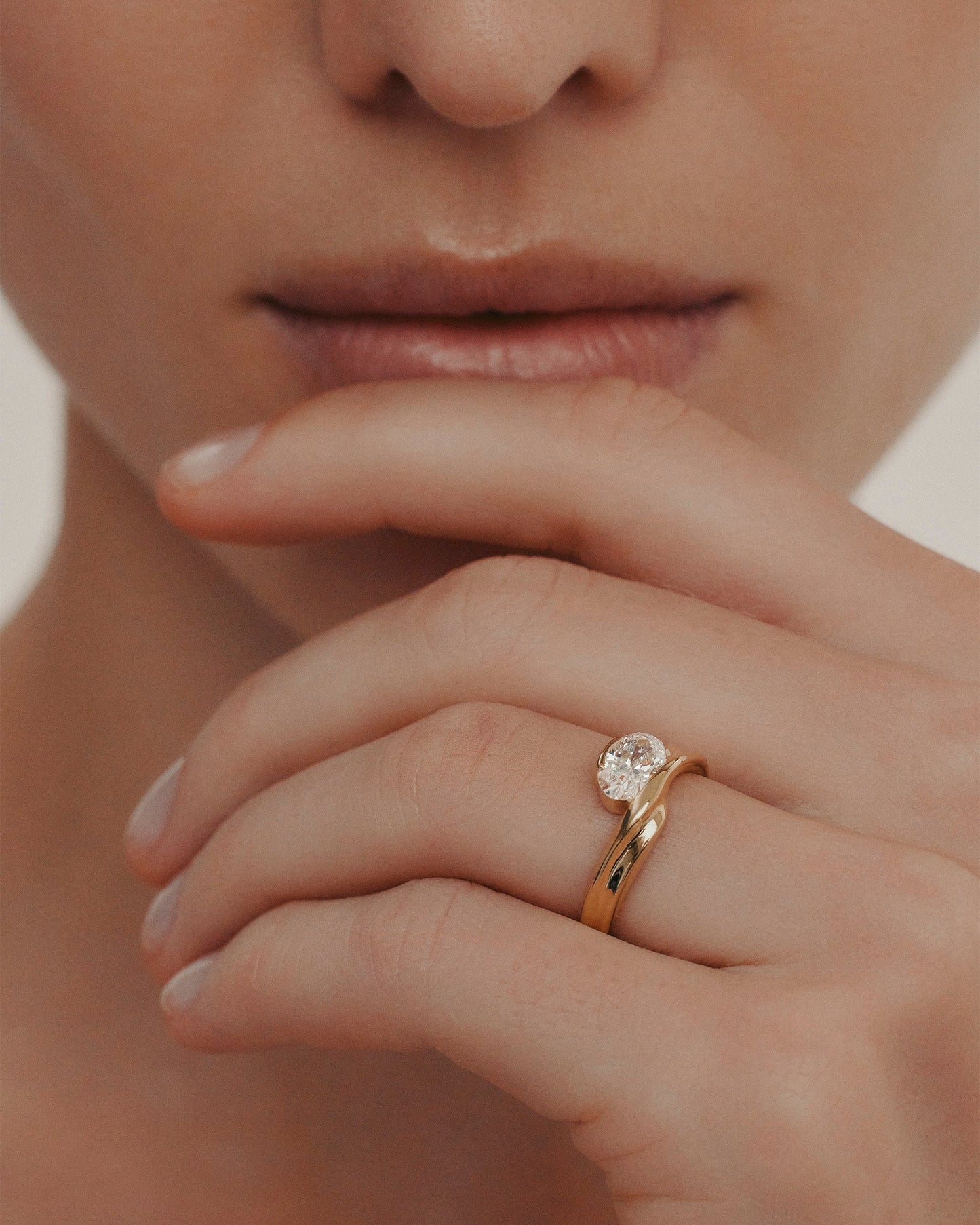 1.03 CT Oval Cut Lab grown Diamond Sculptural Band Solitaire Engagement Ring