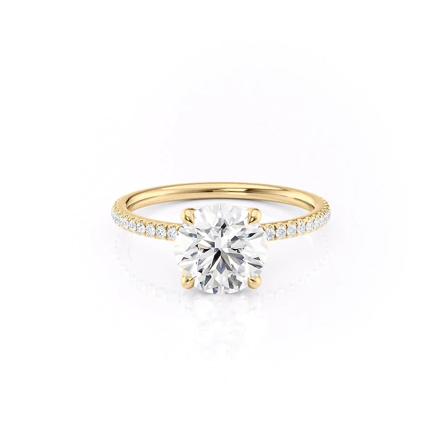 2 CT - 3 CT Round Cut Hidden Halo Pave Moissanite Engagement Ring