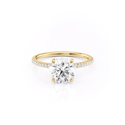 2 CT - 3 CT Round Cut Hidden Halo Pave Moissanite Engagement Ring