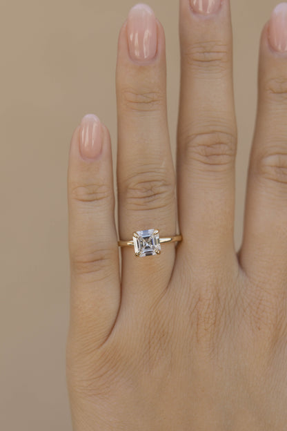 1.25 CT - 3 CT Asscher Cut Lab grown Diamond Solitaire Engagement Ring