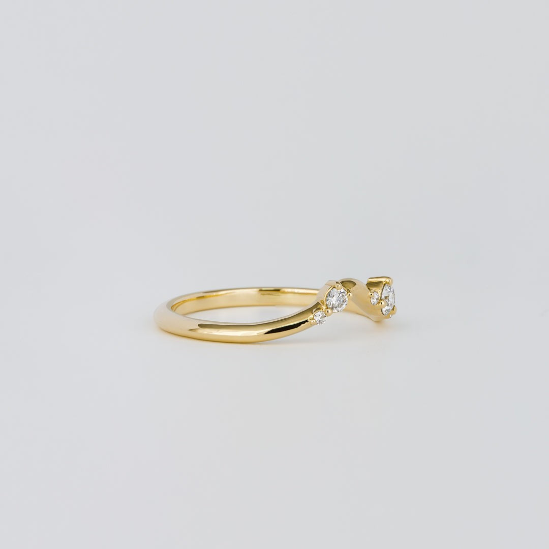 0.12 TCW Round CVD Diamond Curved Scattered Wedding Band