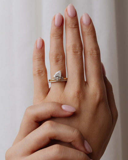 1.85 CT - 2.85 CT Pear Cut Lab grown Diamond Side Stones Engagement Ring