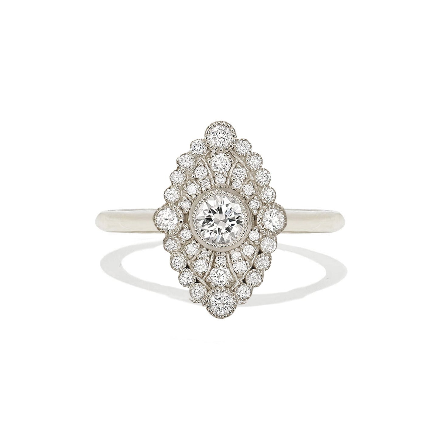 0.41 CT Round Cut Moissanite Marquise Shape Mosaic Engagement Ring