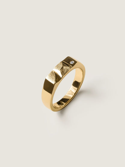 0.05 TCW Round CVD Diamond Signet Wedding Band For Men