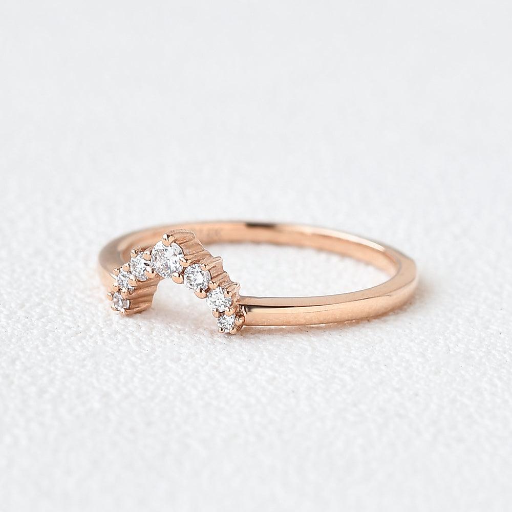 0.06 TCW Round Moissanite Cluster Curved Wedding Band