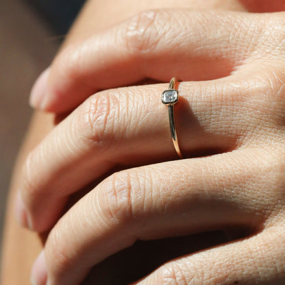 0.15 CT - 2.15 CT Asscher Cut Lab grown Diamond Solitaire Bezel Setting Engagement Ring