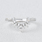 0.162 TCW Marquise & Round Moissanite Cluster Curved Wedding Band