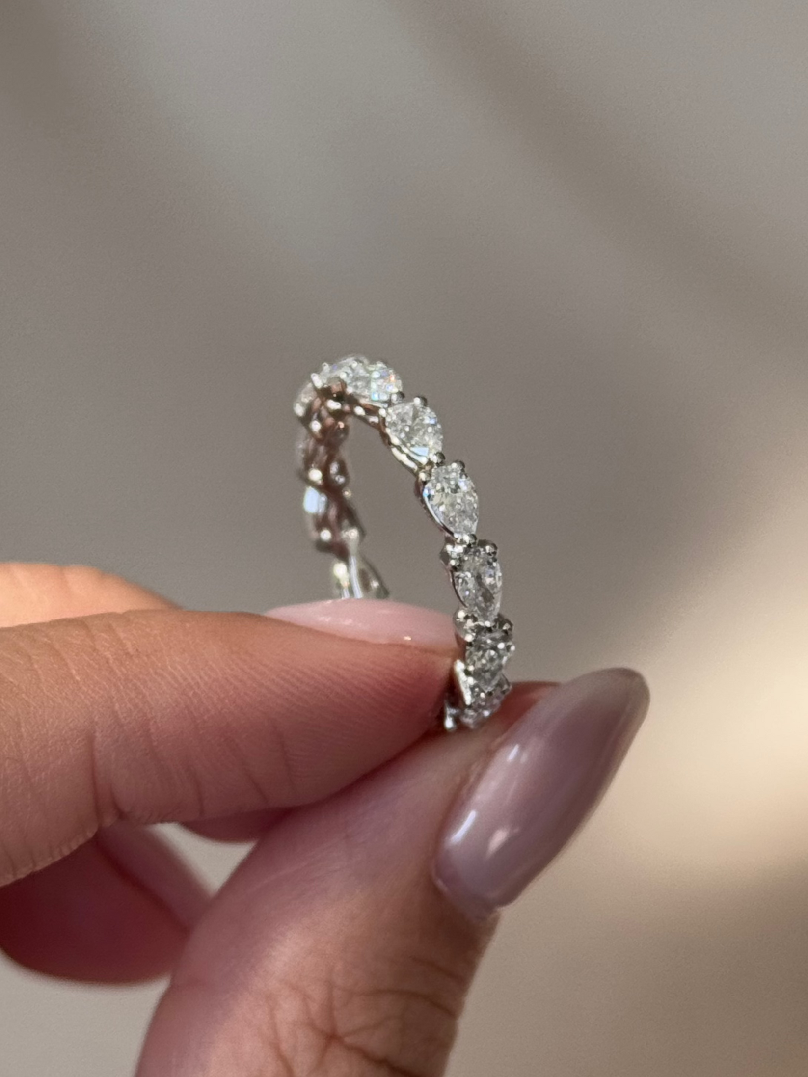 Pear CVD Diamond Full Eternity Wedding Band