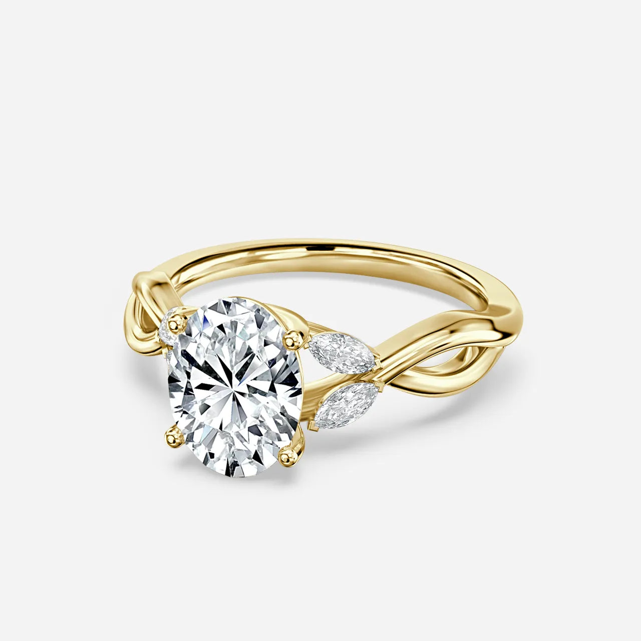 1.9 CT - 2.9 CT Oval Cut Twisted Cluster Moissanite Engagement Ring