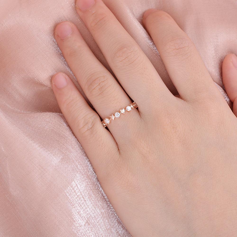 0.6 TCW Round Moissanite Star Inspired Cluster Wedding Band