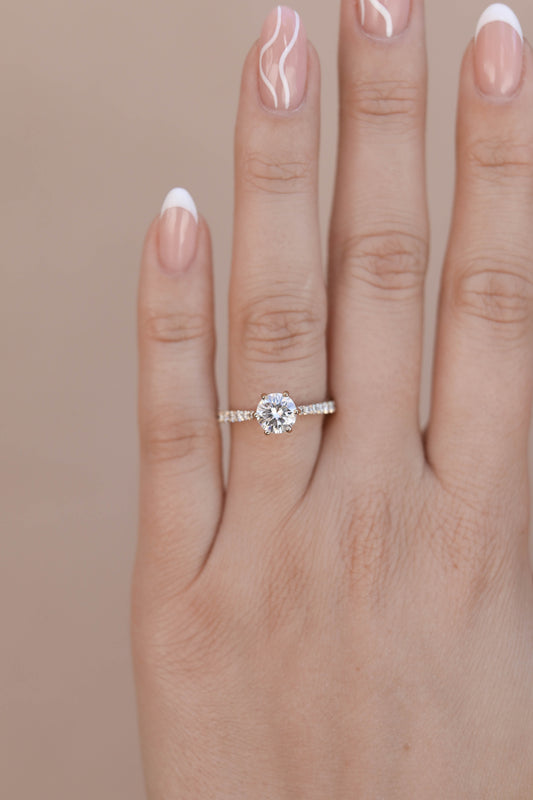 1 CT - 2 CT Round Cut Lab grown Diamond Pave Engagement Ring