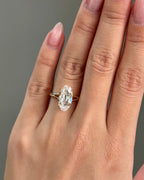 3.53 CT Antique Moval Cut Lab grown Diamond Wide Split Shank with Hidden Halo Engagement Ring