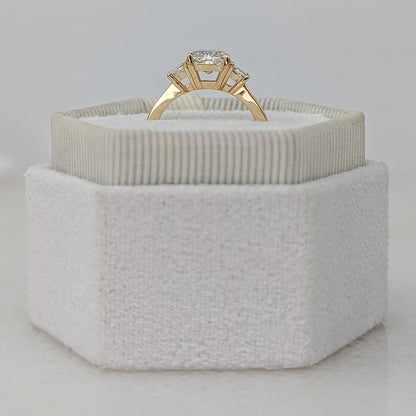 1 CT Elongated Cushion Cut Three Stone Moissanite Engagement Ring