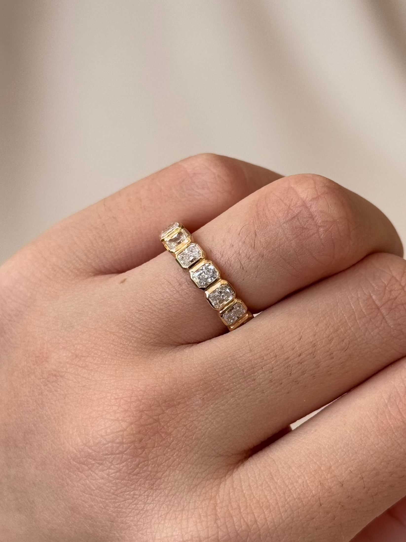 1.93 TCW Radiant CVD Diamond Half Eternity Wedding Band
