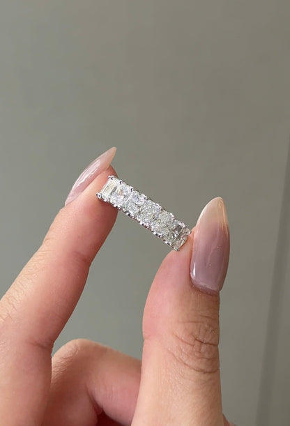 Radiant CVD Diamond Half Eternity with Shared Prong Wedding Band