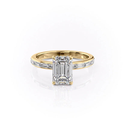 1.5 CT - 2 CT Emerald Cut Hidden Halo Channel Setting Moissanite Engagement Ring
