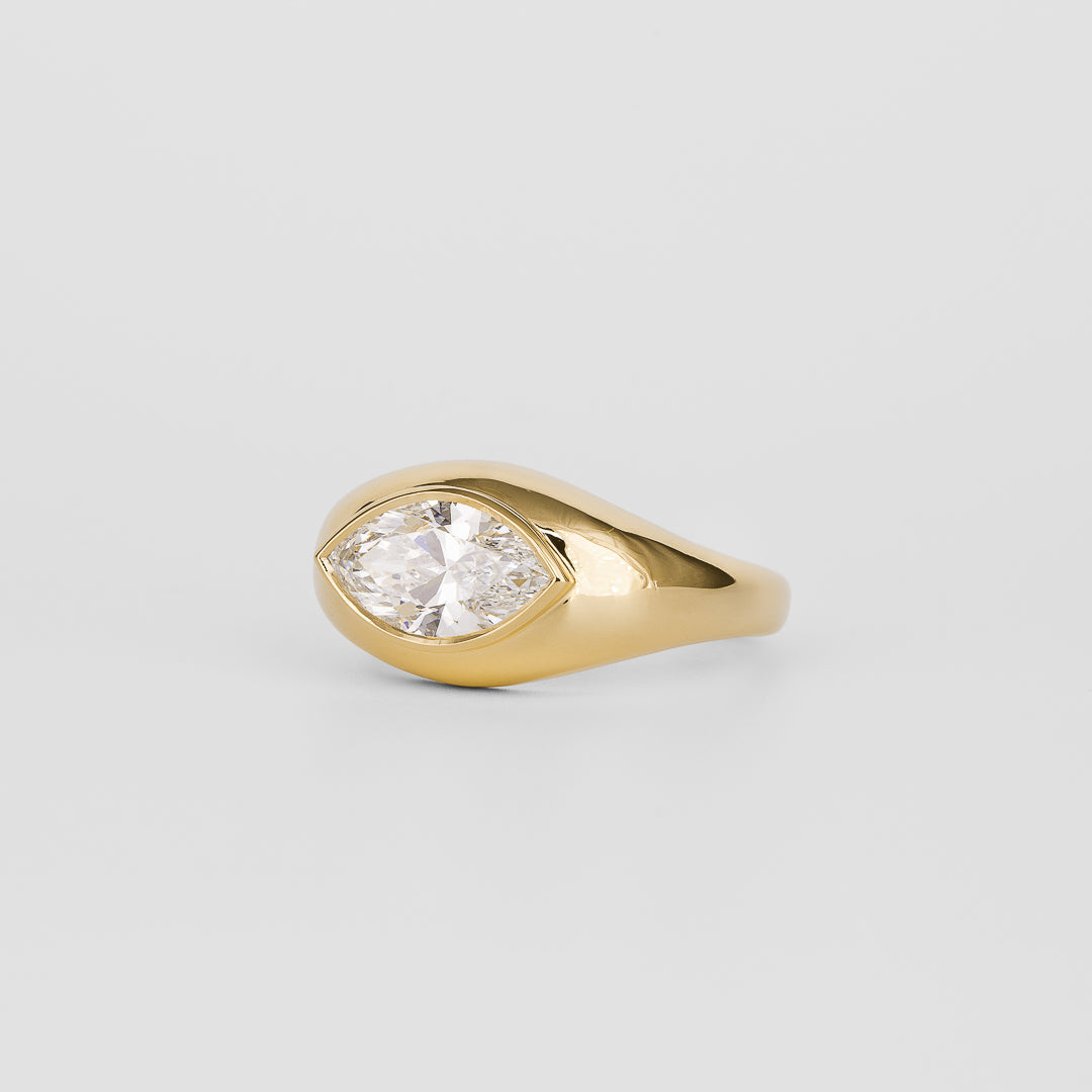 2.18 CT Marquise Cut Lab grown Diamond Flush Setting Engagement Ring