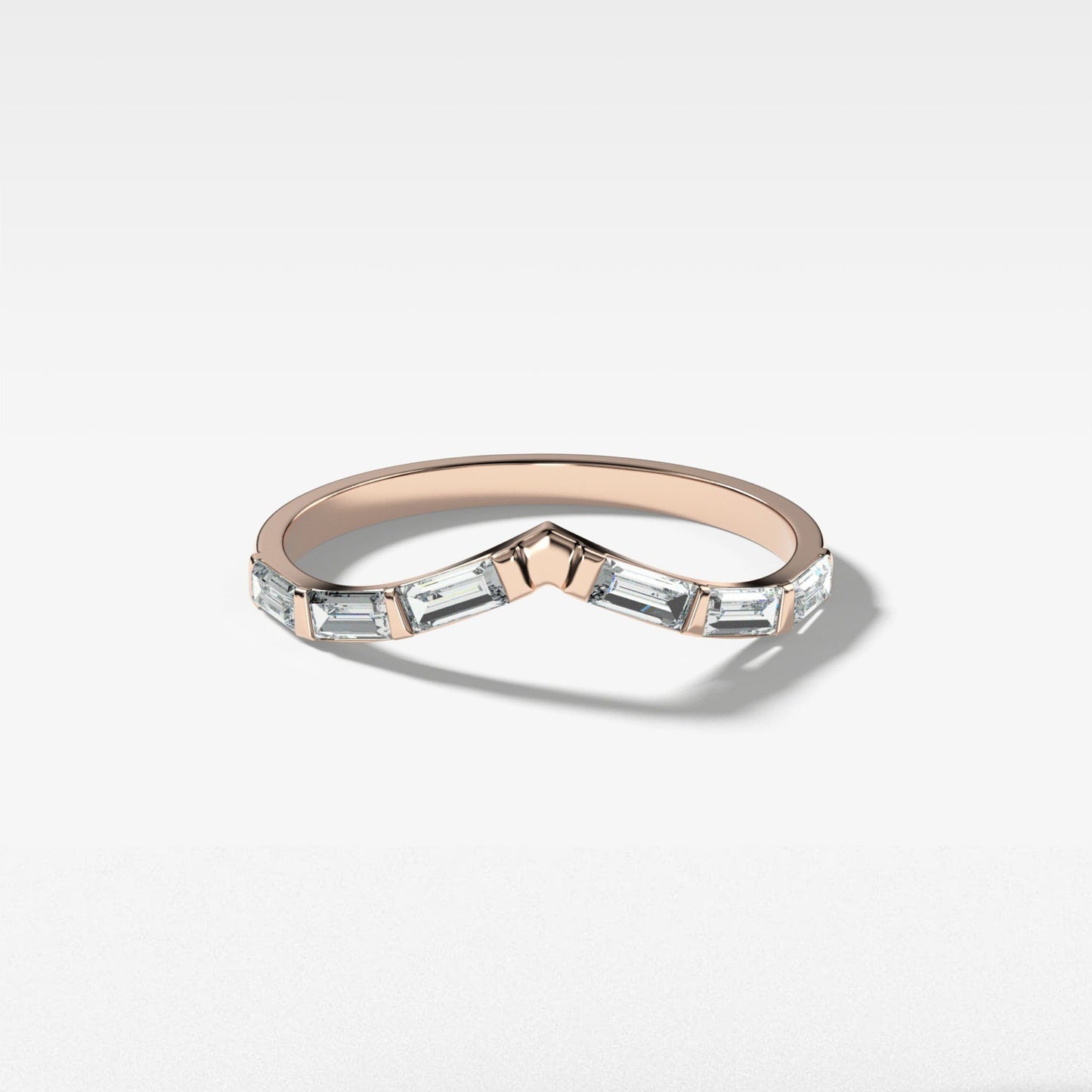 0.32 TCW Baguette CVD Diamond Chevron Bar Set Wedding Band