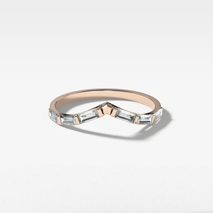 0.32 TCW Baguette CVD Diamond Chevron Bar Set Wedding Band