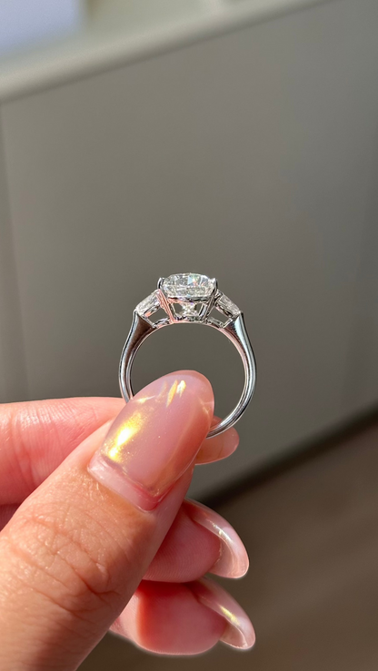 3.07 CT Pear Cut Lab grown Diamond Three Stone Engagement Ring