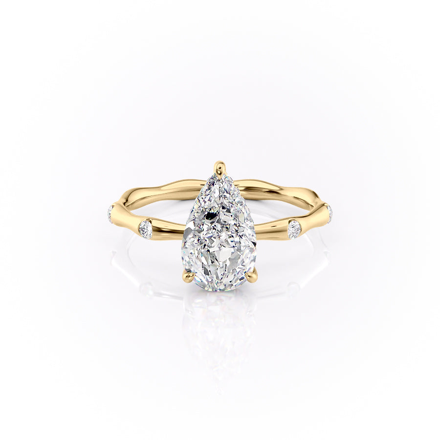 2 CT - 3 CT Pear Cut Hidden Halo Dainty Moissanite Engagement Ring