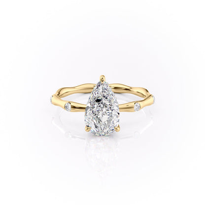 2 CT - 3 CT Pear Cut Hidden Halo Dainty Moissanite Engagement Ring