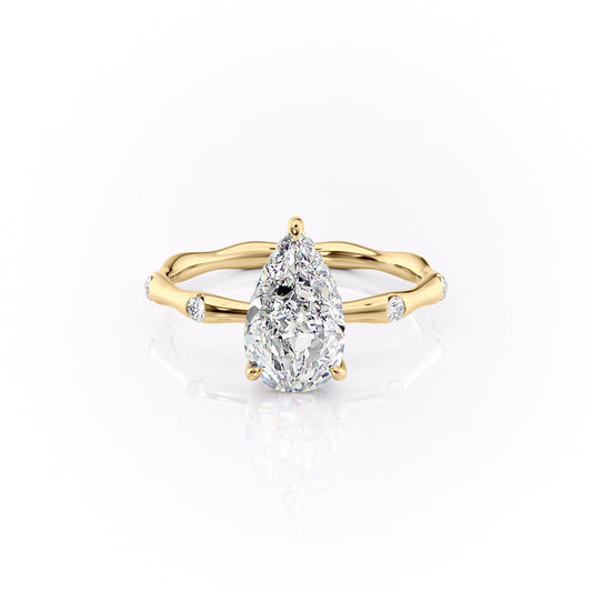 2 CT - 3 CT Pear Cut Hidden Halo Dainty Moissanite Engagement Ring
