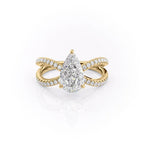 2 CT - 3 CT Pear Cut Criss-Cross Pave Moissanite Engagement Ring
