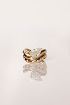 1 CT - 2 CT Pear Cut Waved Solitaire Moissanite Engagement Ring