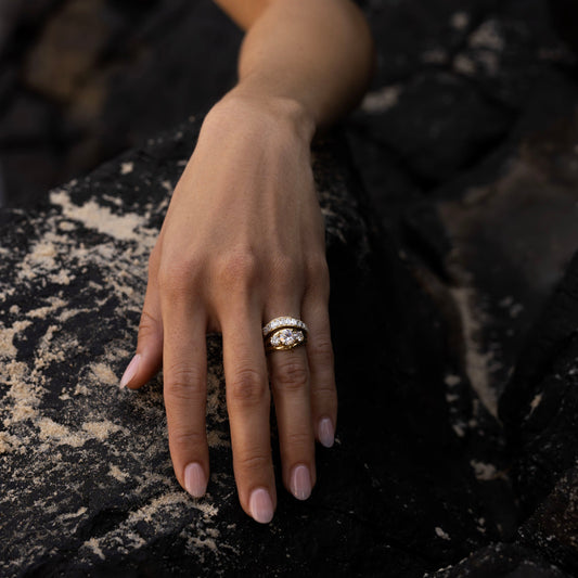 1.5 CT Round Cut Three Stone Semi Bezel Moissanite Engagement Ring