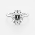 1 CT - 2 CT Emerald Cut Halo Moissanite Engagement Ring