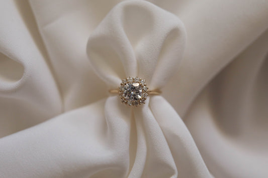 2 CT Cushion Cut Lab grown Diamond Halo Engagement Ring